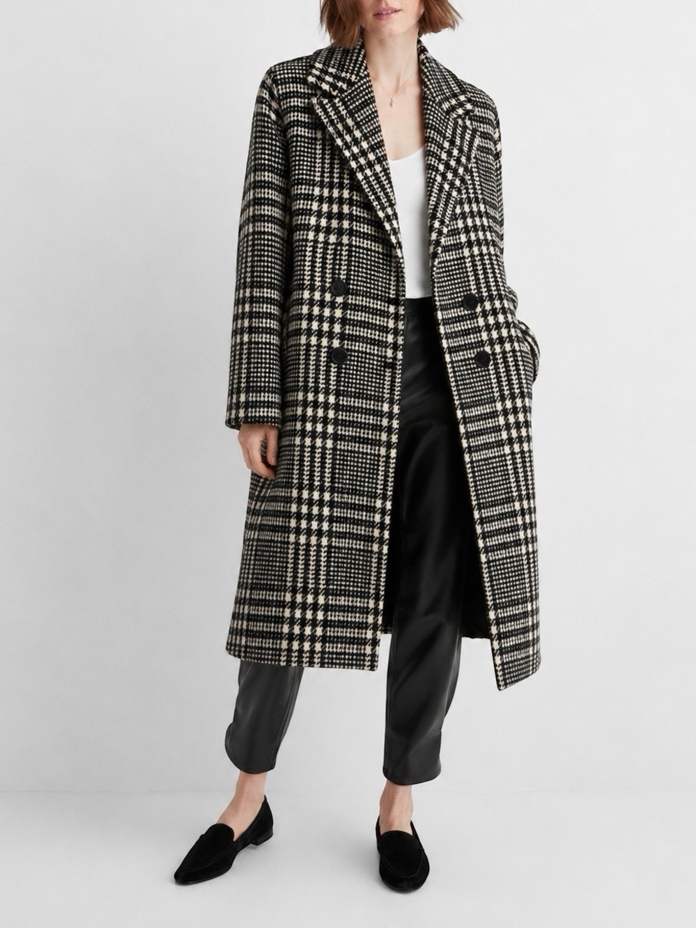 MaxMara ‘S Plaid Wool Alpaca Blend Double Breasted Coat